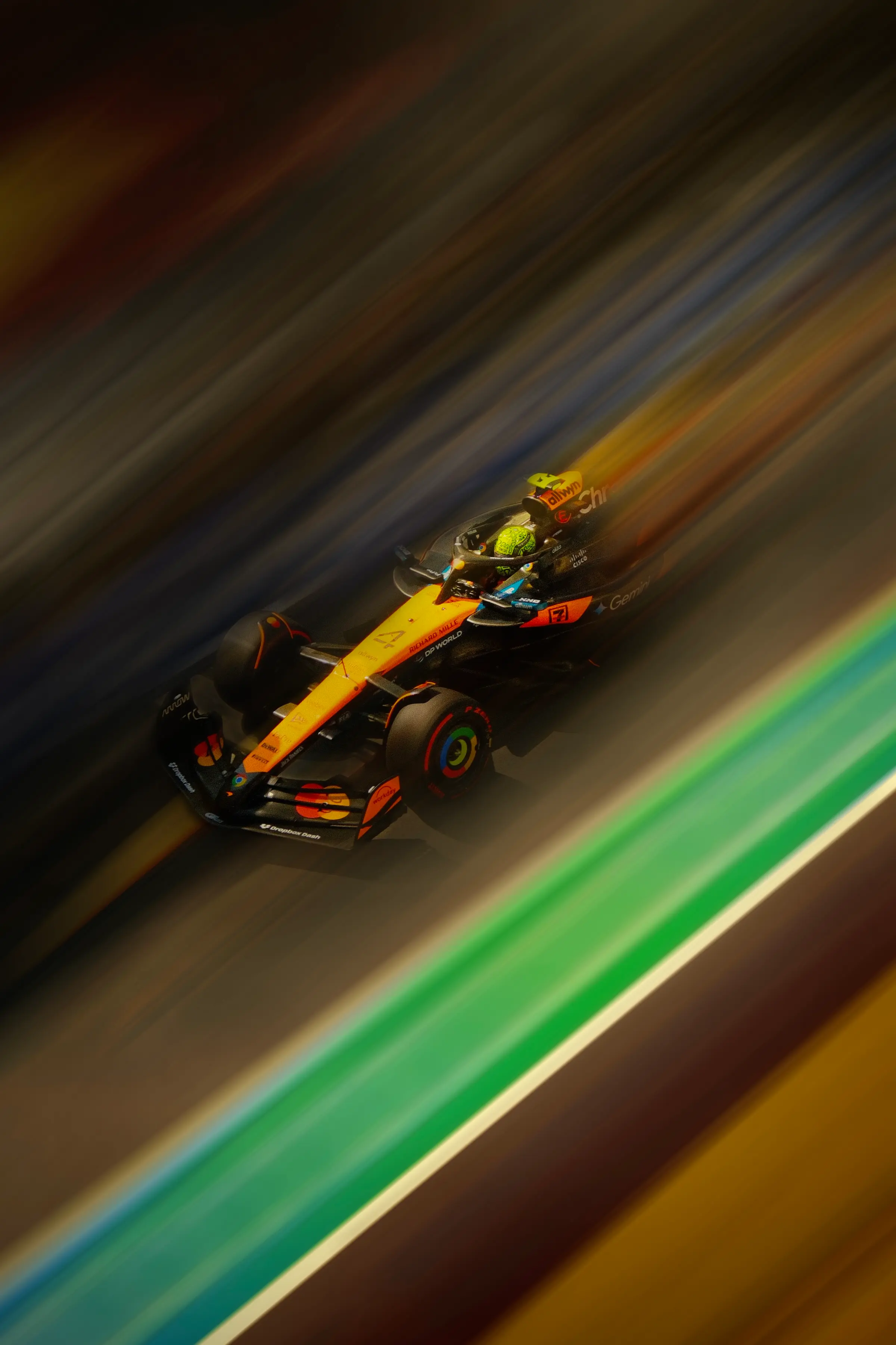 McLaren at speed, a panning frame from the Canadian Grand Prix